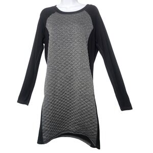 Smartwool Diamond Peak Quilted Dress Women L Black Gray Merino Wool Pockets